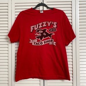 Vintage Red Fuzzy Taco Shop T-shirt Size L